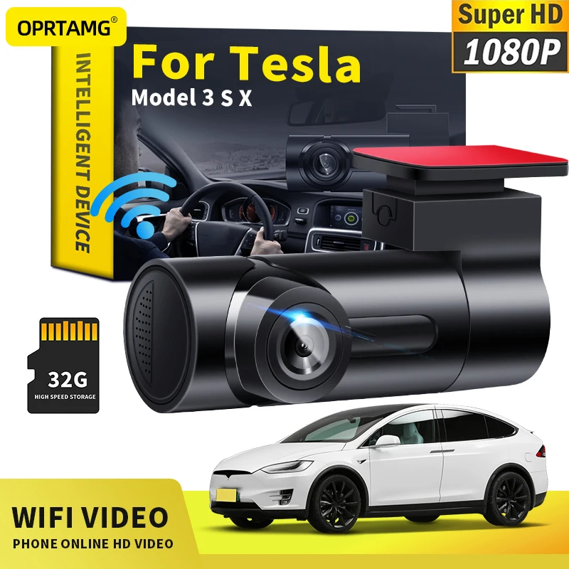

OPRTAMG Car Dashcam For Tesla Model 3 Model S Model X 2000-2022 2021 2020 2009 2008 Car DVR MSC 1080P HD Camera WiFi dash cam