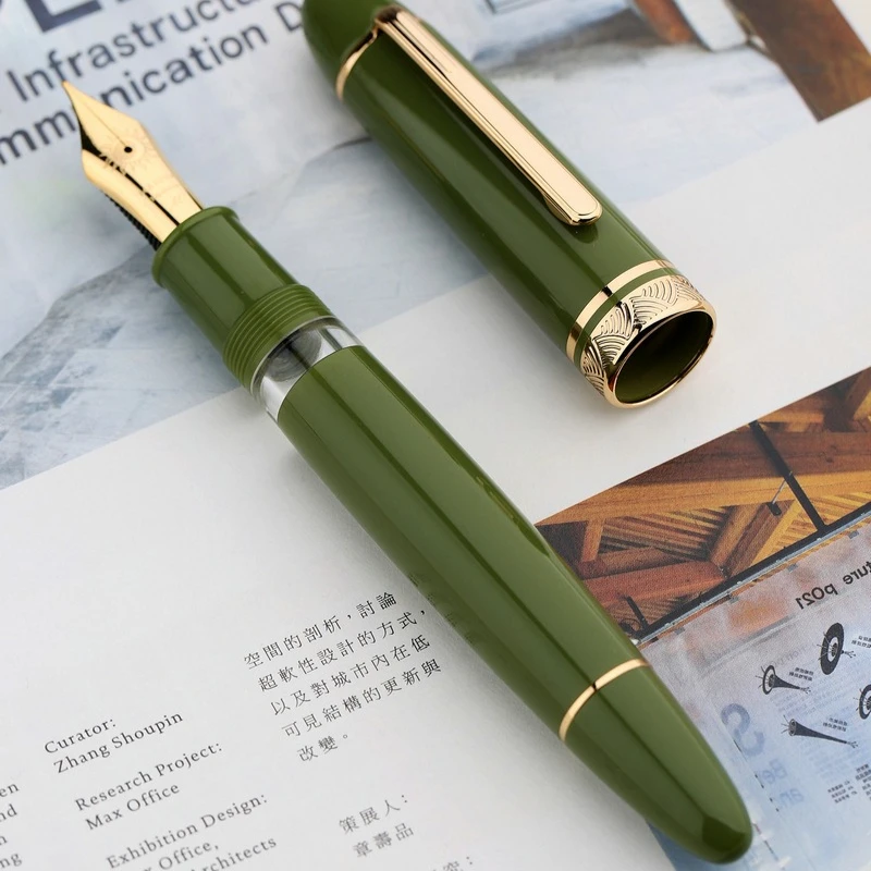 Фото Большая перьевая ручка MAJOHN 8 #   Ручка Sun Nib EF/F/M с твердым резиновым наконечником, латунным поршнем, акриловым корпусом, гладким письмом, для школы и офиса №2
