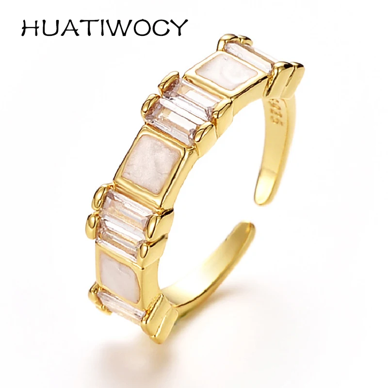

HUATIWOCY New Fashion Women Finger Rings with Zircon Gemstone 925 Silver Jewelry Accessories for Wedding Bridal Party Gift Ring
