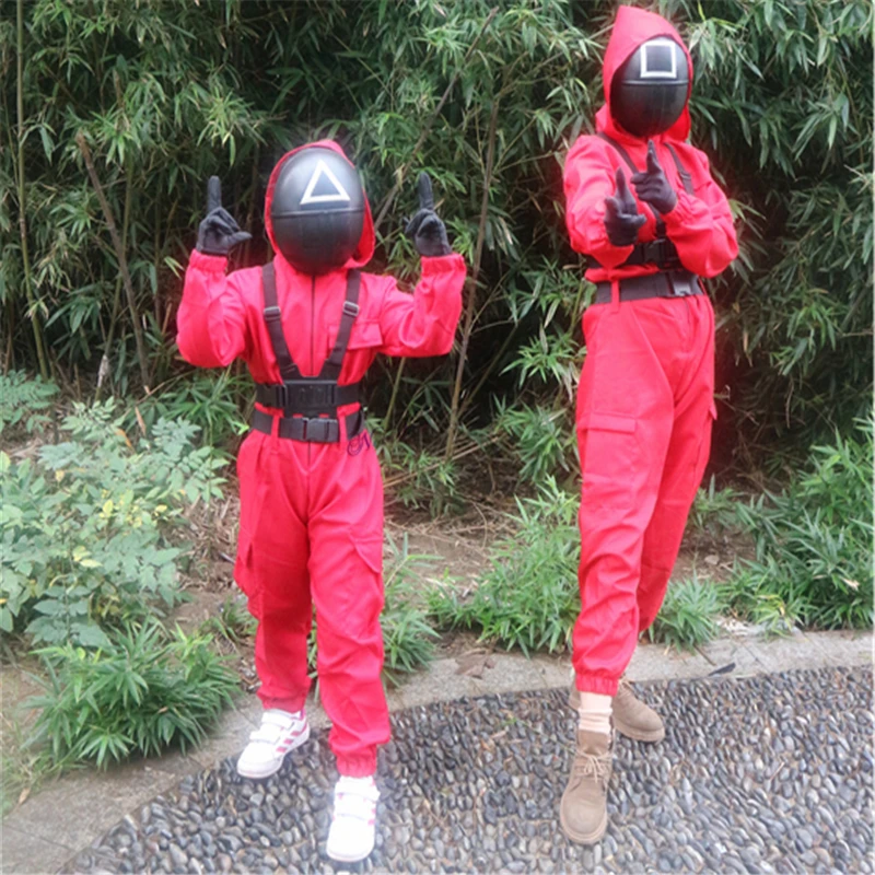 

Модный костюм в Корейском стиле для взрослых и детей, комбинезон для косплея, игровой костюм с квадратными, круглыми, треугольными, круглыми...