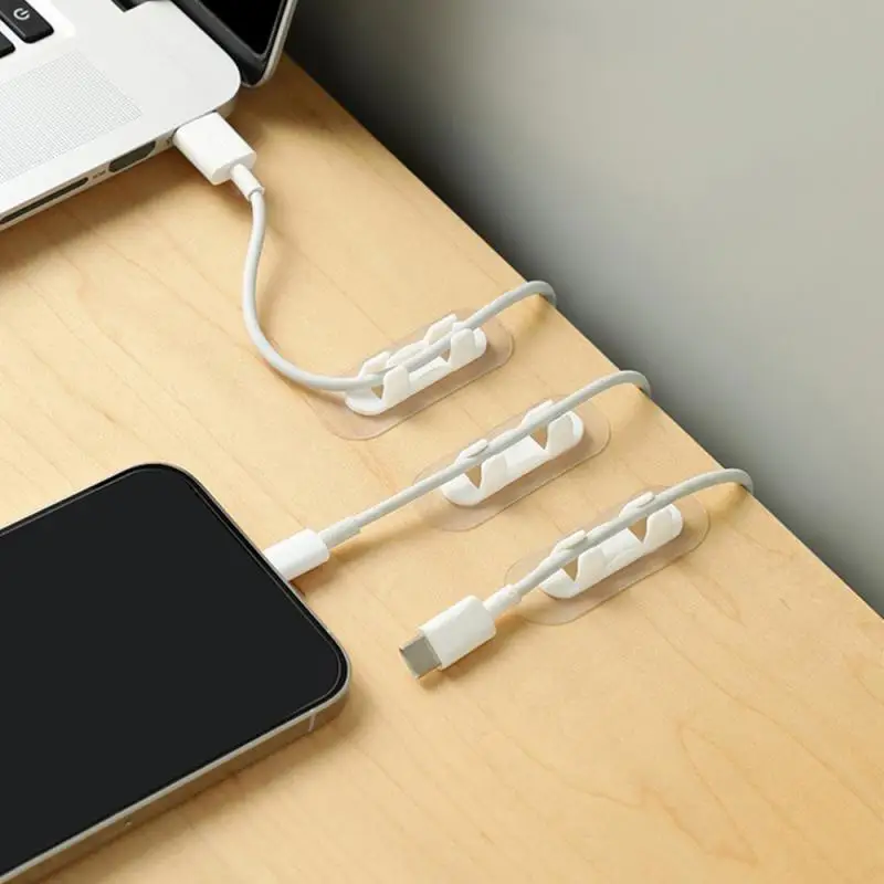 

Silicone Cable Organizer USB Data Winder Flexible Desktop Punch-free Tidy Wall Wiring Self-adhesive Management Cord Clips