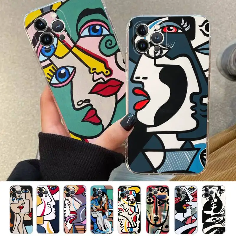 

Picasso Abstract Art Painting Phone Case Silicone Soft for iphone 14 13 12 11 Pro Mini XS MAX 8 7 6 Plus X XS XR Cover
