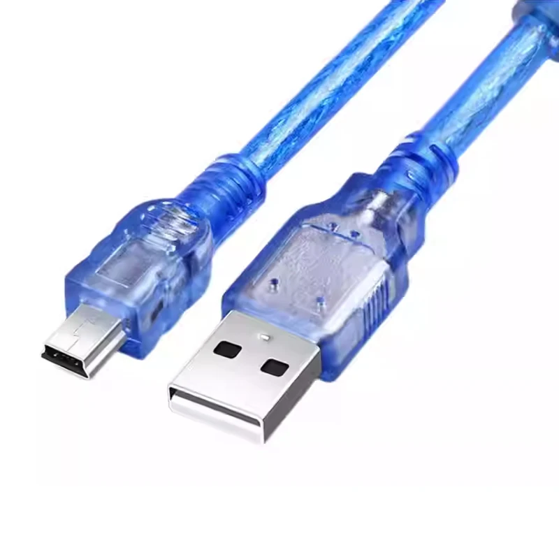 Фото Кабель USB 2.0 Mini USB, 5-контактный, Т-образный, 30 см, прозрачно-синий, для плат разработки, периферийных устройств ПК, аксессуаров и наборов инструментов. №2