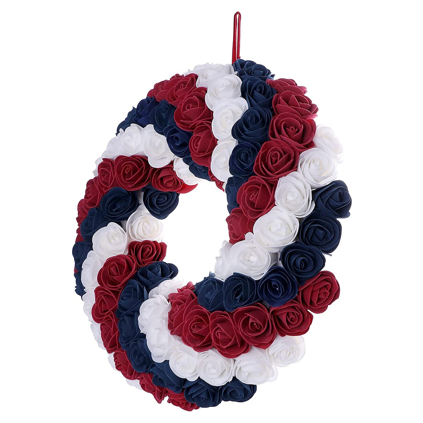 

Американский патриотический венок, Цветочный дверной венок, патриотический венок с розой, патриотический венок, декор на День Независимост...