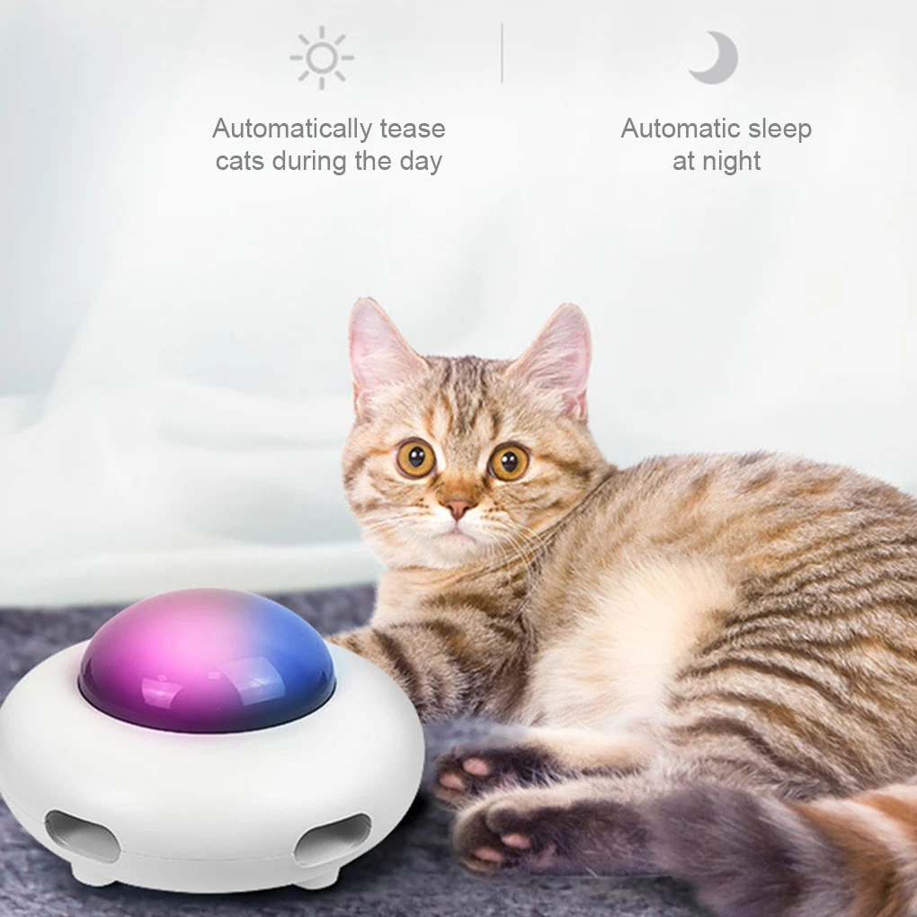 

Electronic Pet Toy Feather Adjustable Rotating Toys Automatic Teasing Training Indoor Plaything with Cleaning Pad