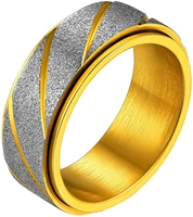 goldchic jewelry stress relief rings for anxiety stainless steel 8mm mens spinner band ring sandblast finish ring
