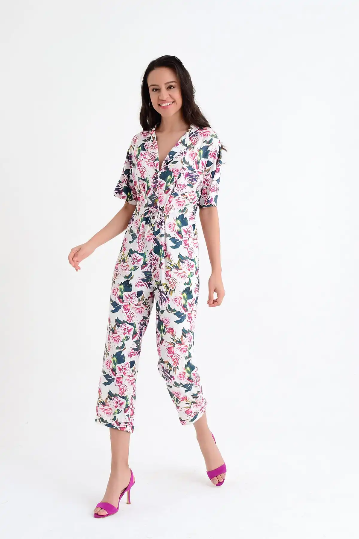 

Women's Overalls Floral Print Halter Short Sleeve Jumpsuit Hot Casual Fashion Sleeveless Baggy Trousers Overalls