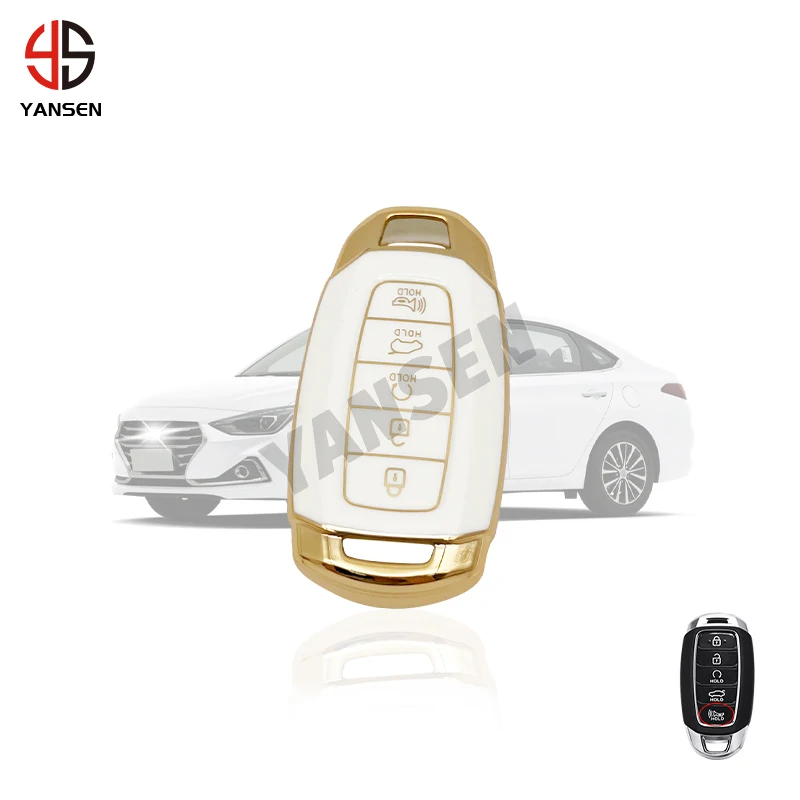 

Gold Edge TPU Car Key Chain Case for Hyundai Creta I20 I30 IX35 IX25 Elantra Grandeur Accent Solaris Sonata Palisade Kona