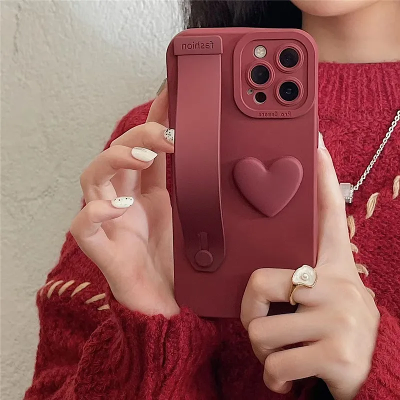 Матовый Мягкий 3D-чехол с сердечками для iPhone 14, 13, 11, 12 Pro Max, XR, X, XS, 7, 8 Plus, SE, 2, 13 MiNi