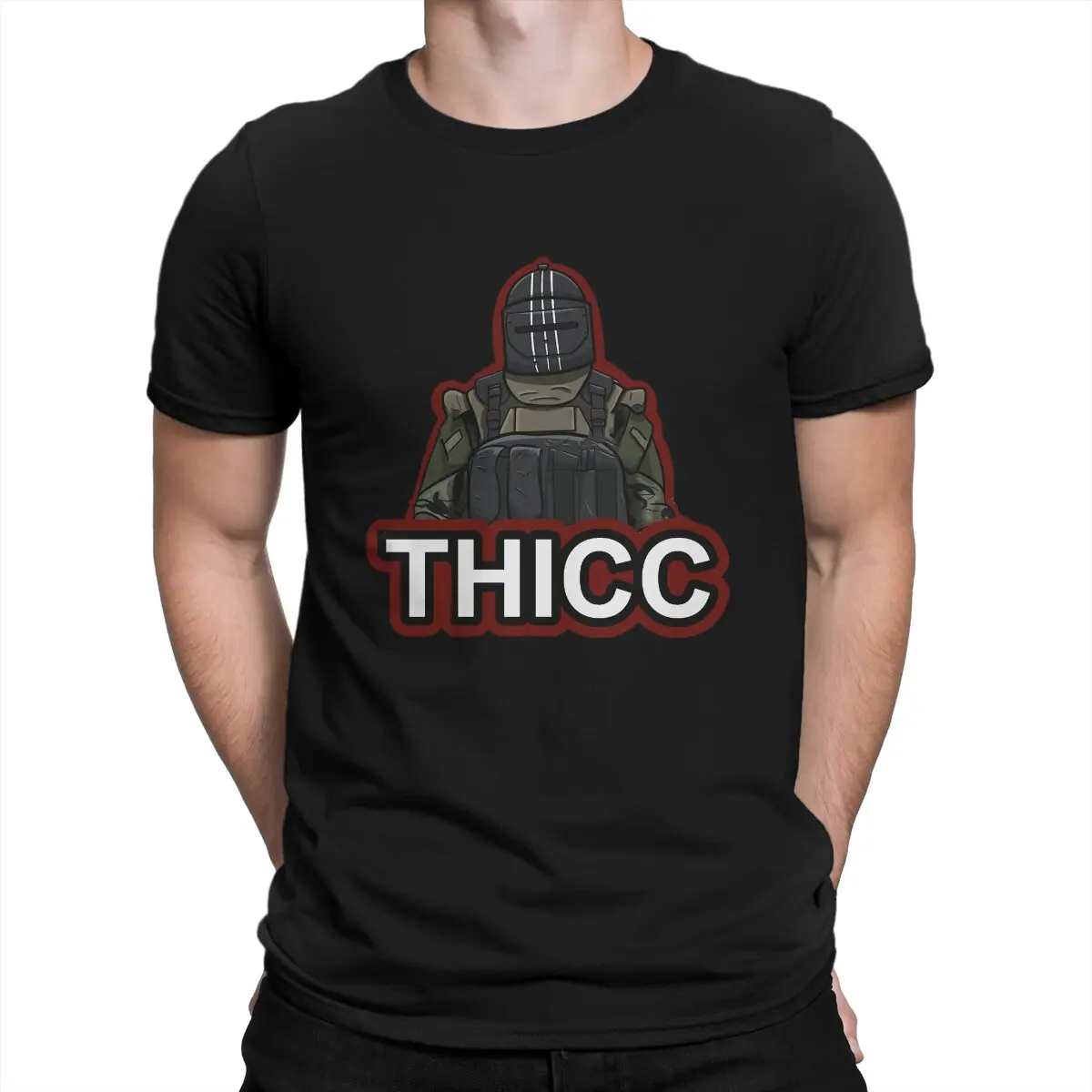 

THICC Graphic Men TShirt Escape from Tarkov FPS RPG MMO Game O Neck Short Sleeve 100% Cotton T Shirt