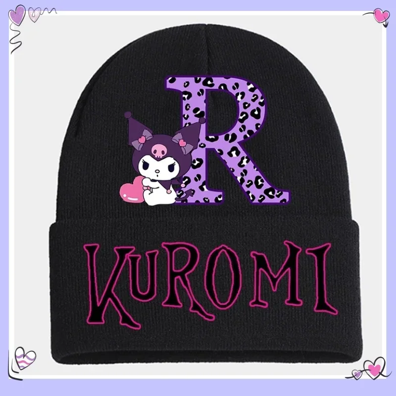 Лидер продаж шапка-бини Kuromi женская милая шапка с мультяшным принтом и буквами A-Z