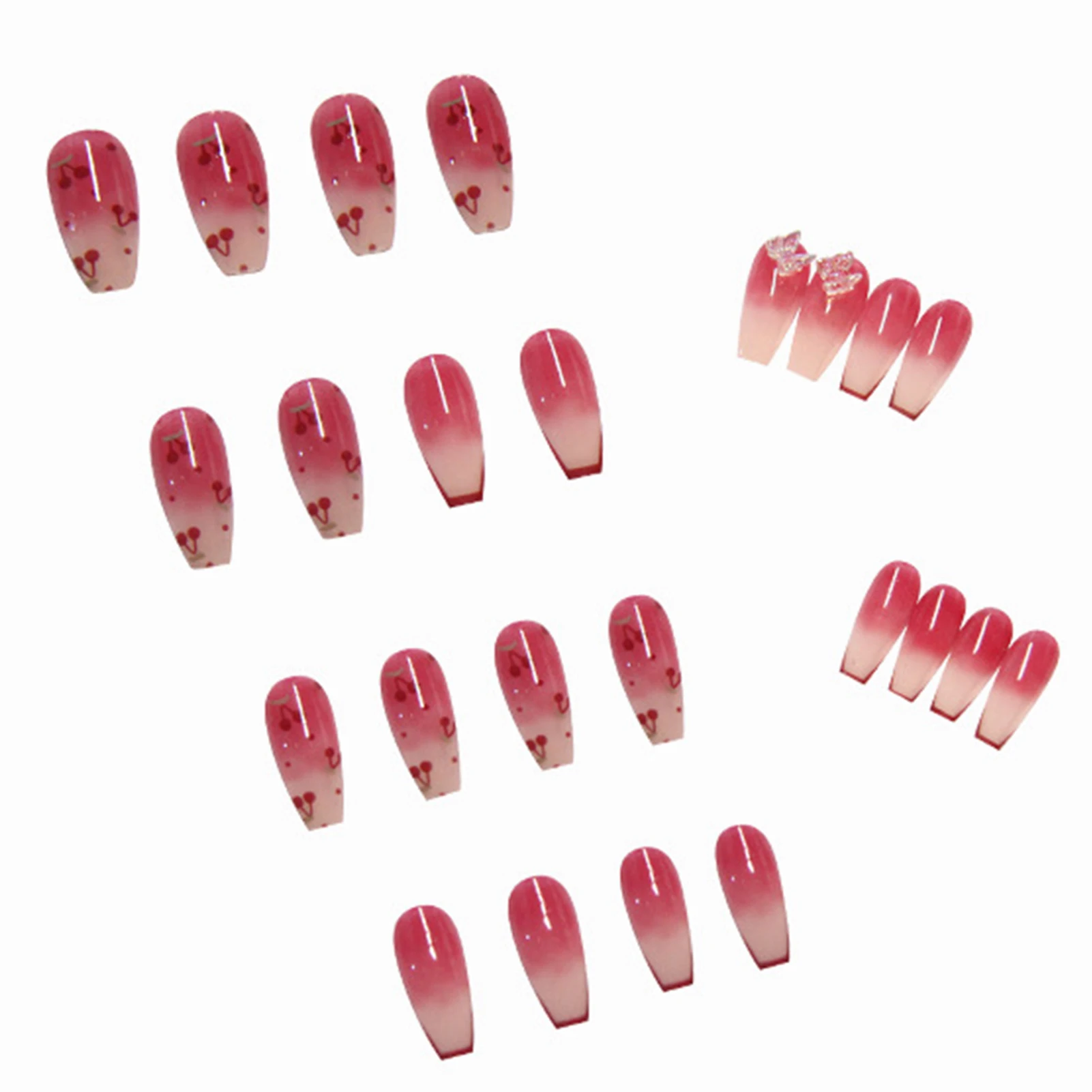 

Прозрачные красные вишневые накладные ногти с принтом длинные прочные и никогда не разделяющие удобные накладные ногти для горячего платья девушки подходящие SP99