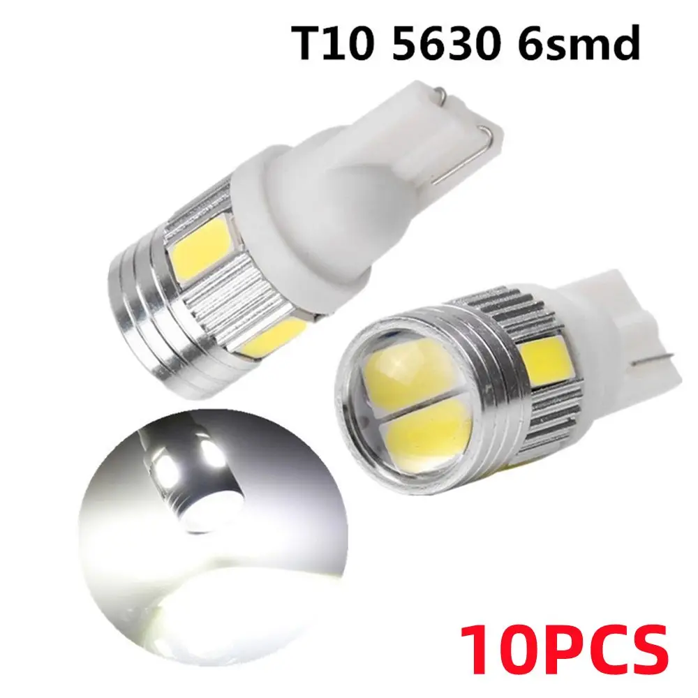 

10pcs 10Pcs COB Light Bulbs 12V Car LED Reading Bulbs License Plate Light T10-6SMD-5630 Dome Map