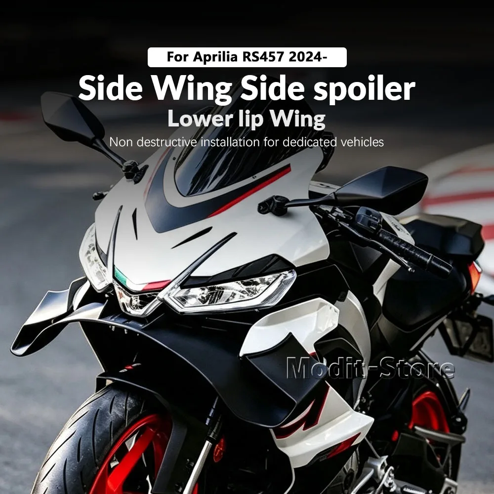 Фото Для мотоцикла Aprilia RS457 RS 457 2024-2026: боковые спойлеры, передний спойлер, обтекатель, фиксированная нижняя накладка, комплект для создания аэродинамического усилия GP. №2