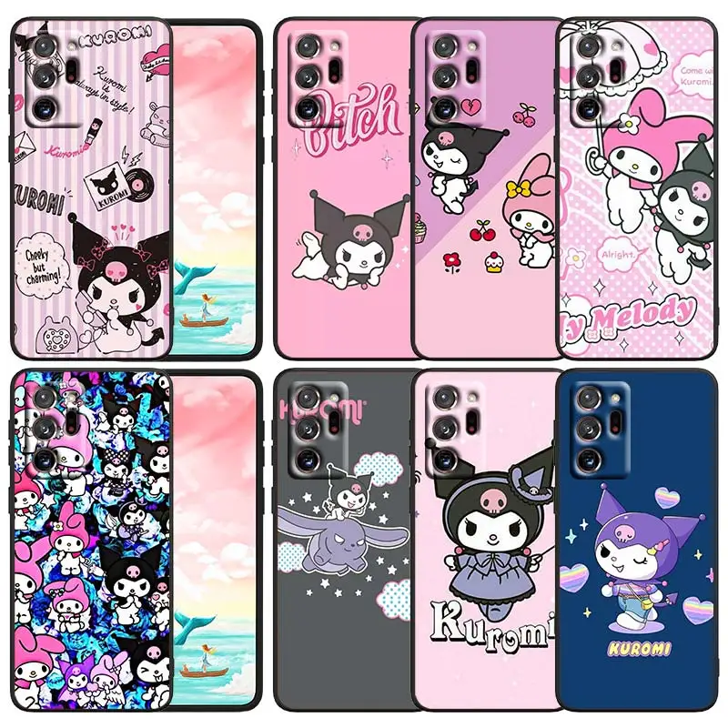 

Cute Cartoon Kulomi Lucky Phone Case Black For Samsung Note 20 10 9 Ultra Lite Plus F23 M52 M21 A73 A70 A20 A10 A8 A03 j7 j6
