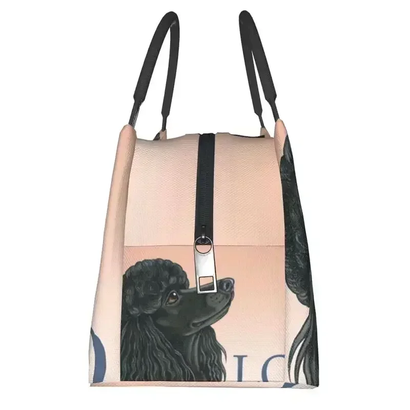 Poodle Black Love Insulated Lunch Tote Bag for Women Pudel Caniche Portable Thermal Cooler Food Box Work Travel