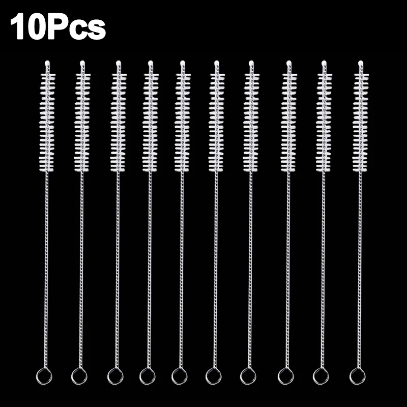 

10Pcs Straw Cleaning Brushes Tube Pipe Cleaner Nylon Bristle Stainless Steel Long Handle Straws Small Holes Cleaning Brush Tools