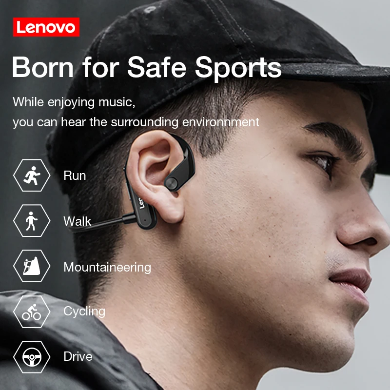 Оригинальные Bluetooth-наушники Lenovo X3 с костной проводимостью, беспроводные наушники, не вкладыши, водонепроницаемая гарнитура с микрофоном дл.
