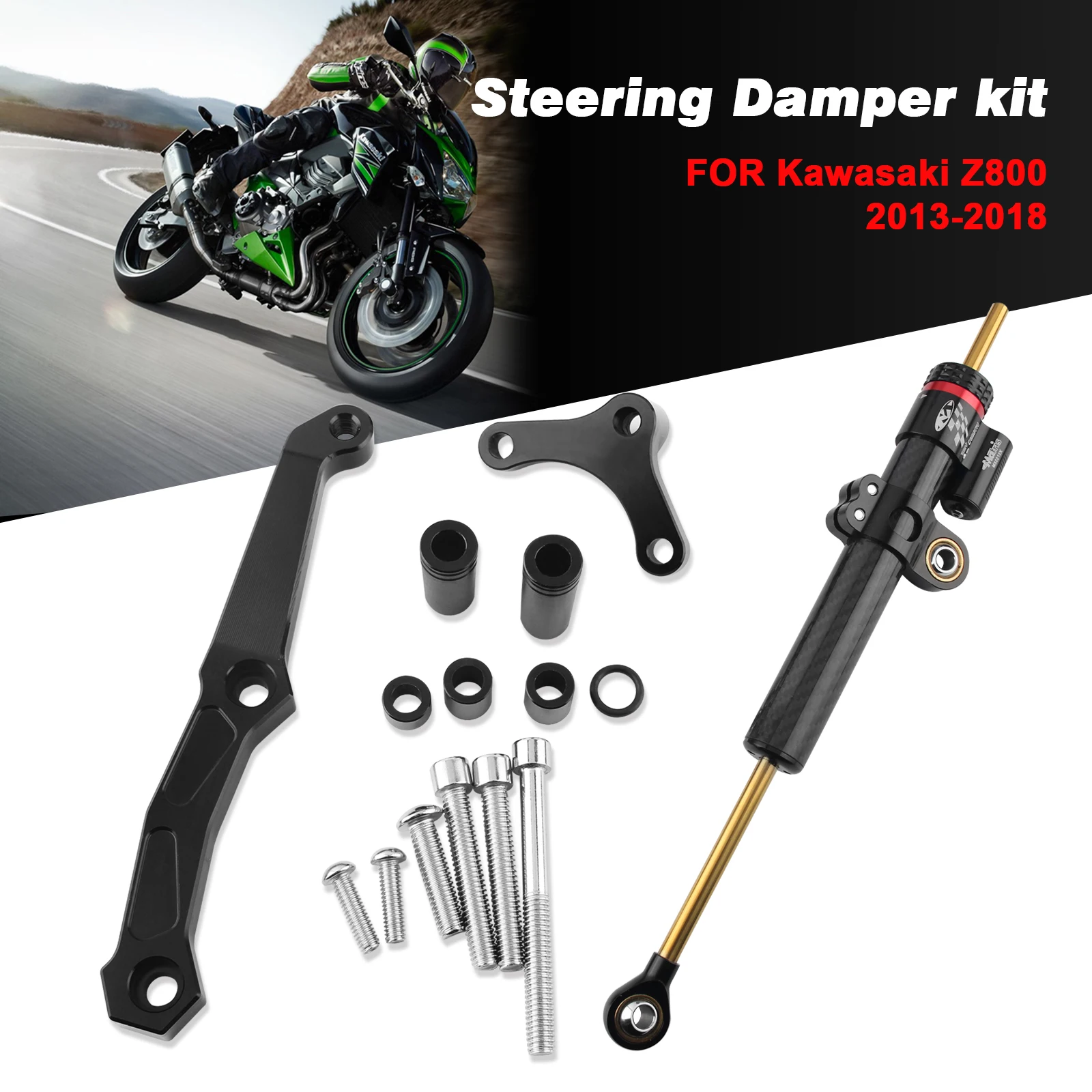 

For Kawasaki Z800 Z-800 2013-2018 2017 Motorcycle Steering Damper Stabilize Support Adjustable Control Bracket Kit Accessories