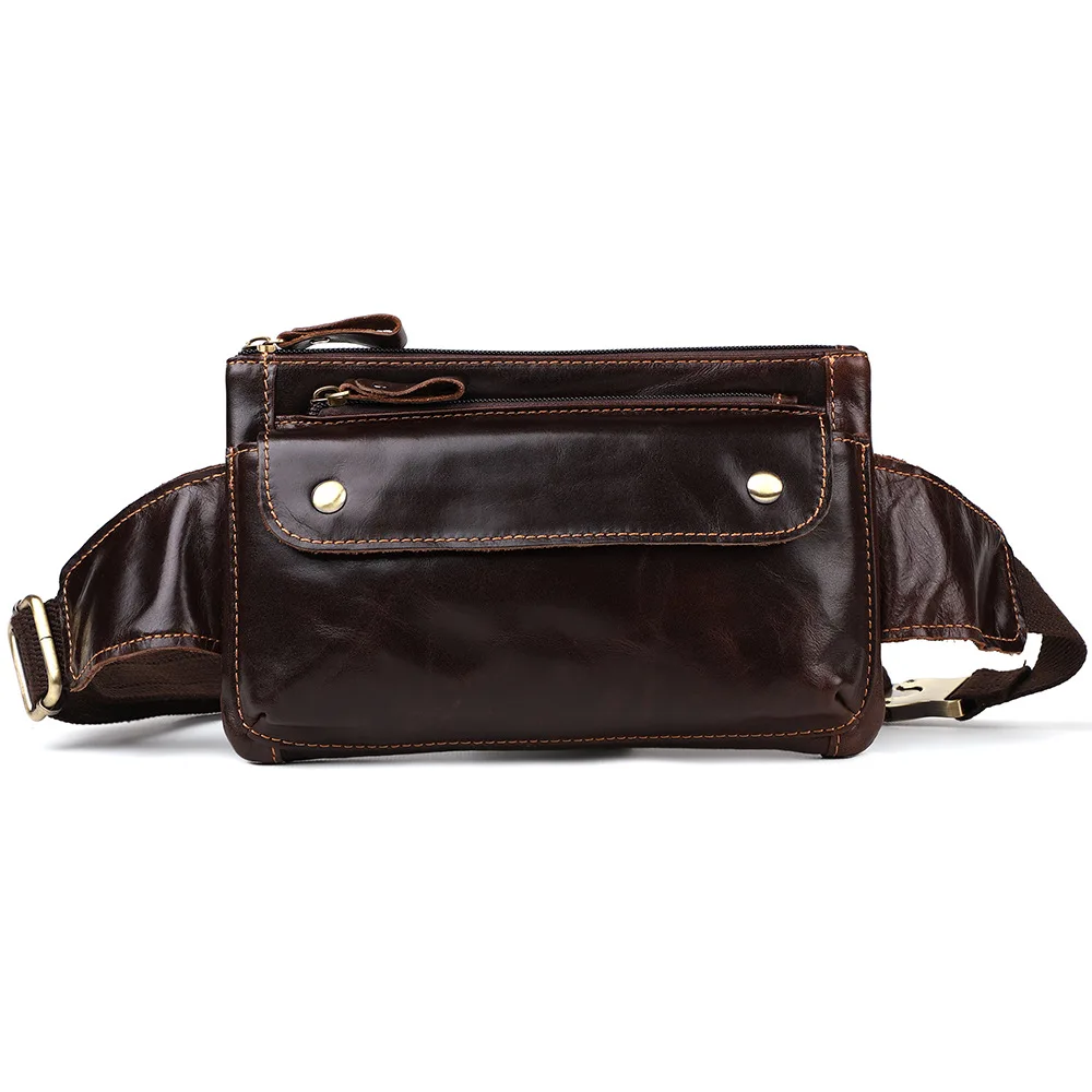 Genuine Leather Men's Waist Bag Multifunctional Crossbody Cowhide Chest Bags for Outdoor Sports Worker Fanny Pack Large Capacity