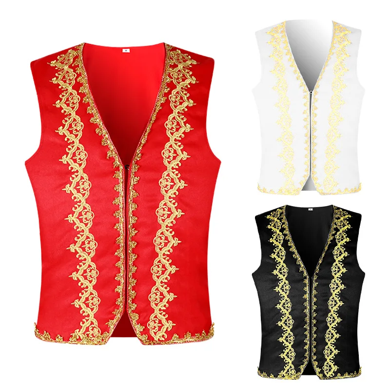 

Men's Renaissance Cosplay Medieval Pirate Waistcoat Vest Vintage Vicotiran Steampunk Jacquard Swallow Top Noble Blazer Costume