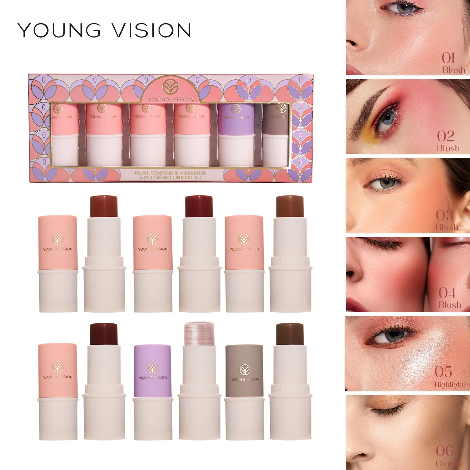 

Lipstick Blush Stick 3-in-1 Eyes Cheek and Lip Tint Buildable Waterproof Lightweight Cream Multi Stick Makeup for Women