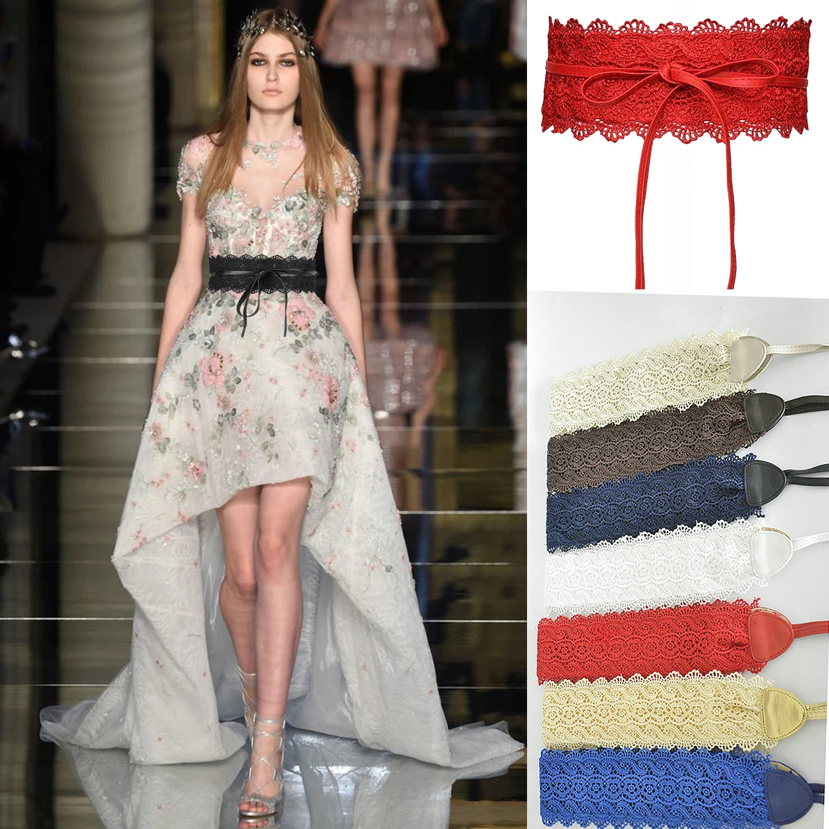 

Ремни Oluolin из искусственной кожи для женщин, пикантные декоративные ремни с кружевным бантом на шнуровке, широкие грязные тонкие аксессуары...