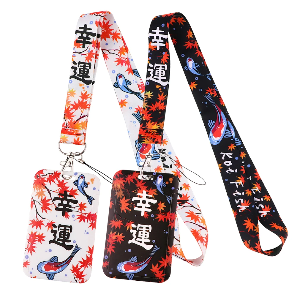 

Good Luck Koi Fish Lanyard Keychain ID Credit Card Cover Pass Mobile Phone Neck Straps Badge Holder Key Holder Accessories