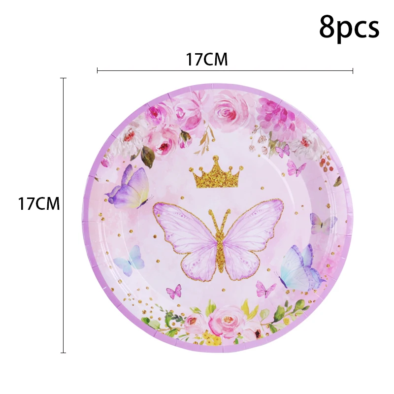 

Розовая бабочка, принадлежности для дня рождения, одноразовые бумажные тарелки, салфетки, чашки, скатерть, подвесные завитки, бабочка, декор на день рождения