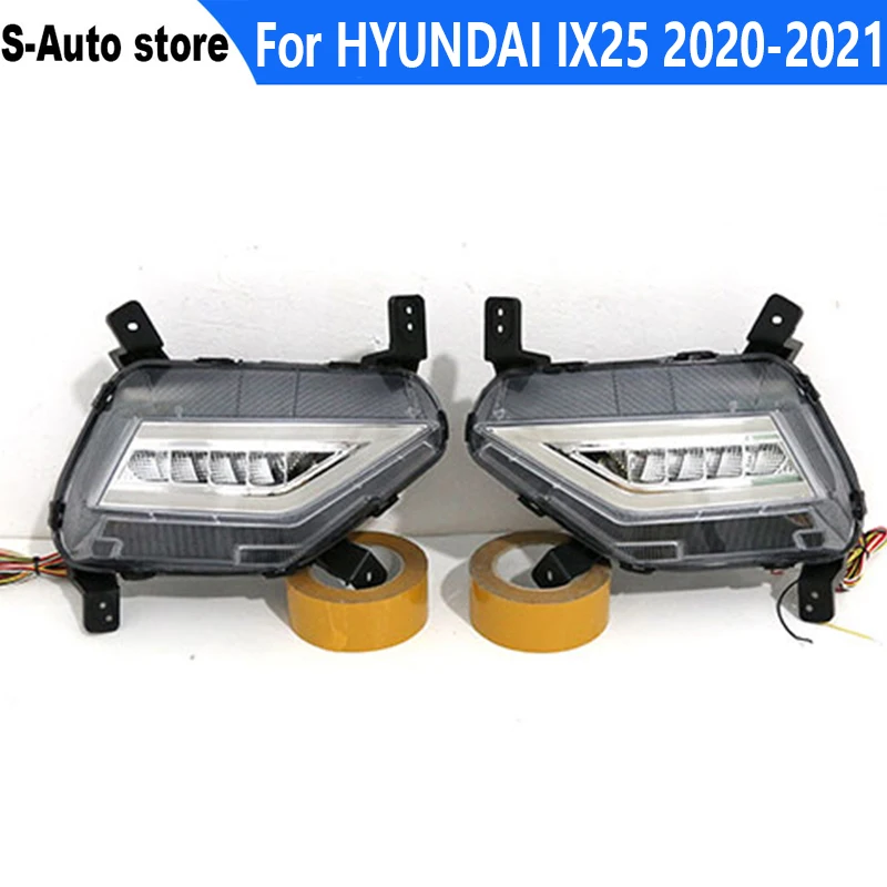 

Противотуманные фары, светодиодные ленты для HYUNDAI IX25 2020-2021, двухцветные передние противотуманные светильник, дневные ходосветильник огни, м...