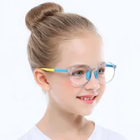2022 tr90 round blue light kids glasses silicone flexible optical frame boys girls computer transparent blocking eyeglasses