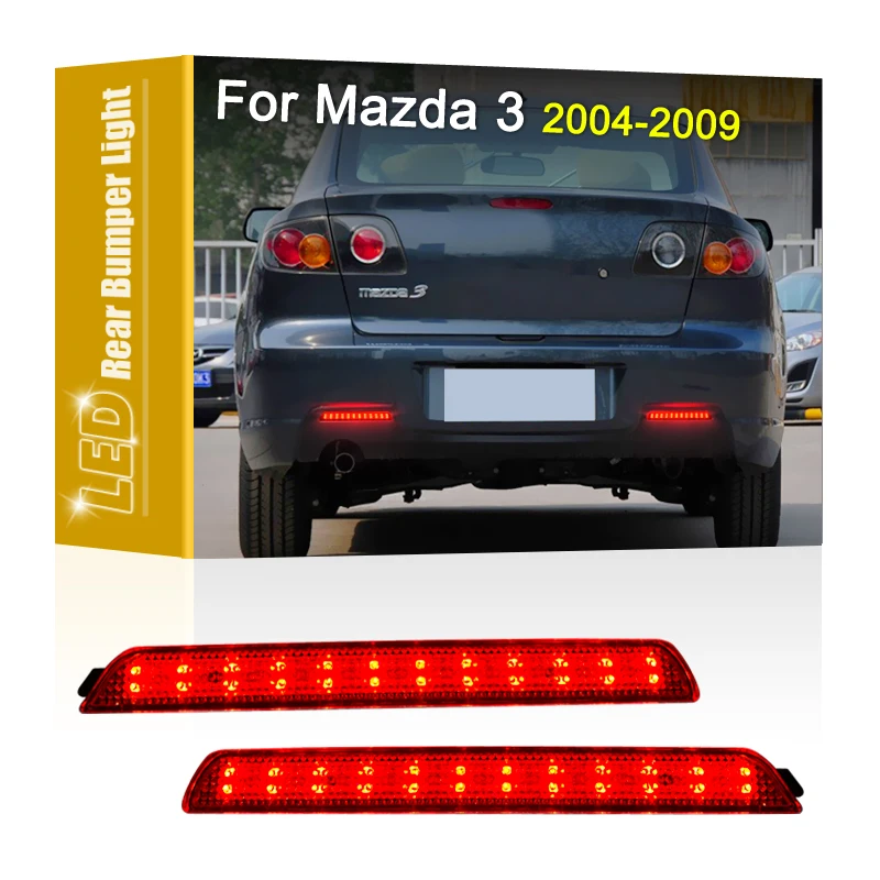 

2Pcs LED Taillight Rear Bumper Lamp Assembly Red Running Brake Light For Mazda 3 2004-2009 Mazdaspeed 3 Axela BK5P BKEP BK3P