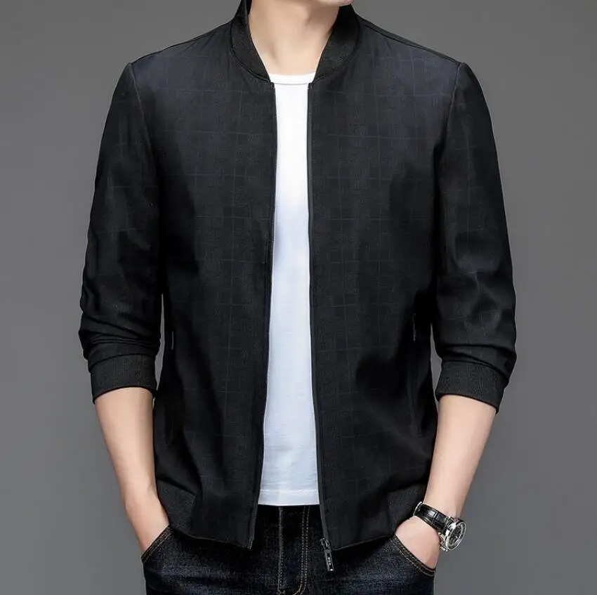 

Spring Autumn New Brand Casual Fashion O-Neck Collar Streetwear Mens Coats And Jackets Zipper Windbreaker Simple Mens Clothes