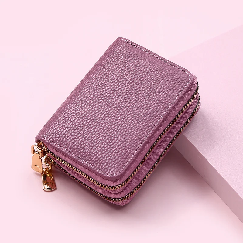 

2021 New Leather Wallet for Women High Capacity Credit Card Holder Ladies Small Blocked Accordion Wallets ID Cards Bag