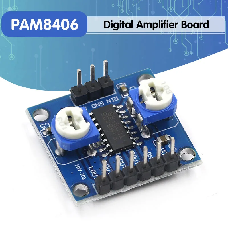 

PAM8406 Digital Amplifier Board With Volume Potentiometer 5Wx2 Stereo M70