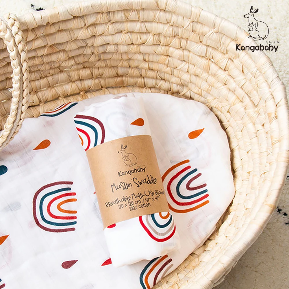 Kangobaby #My Soft Life# Hot Sale All Season Popular Design Muslin Swaddle Blanket