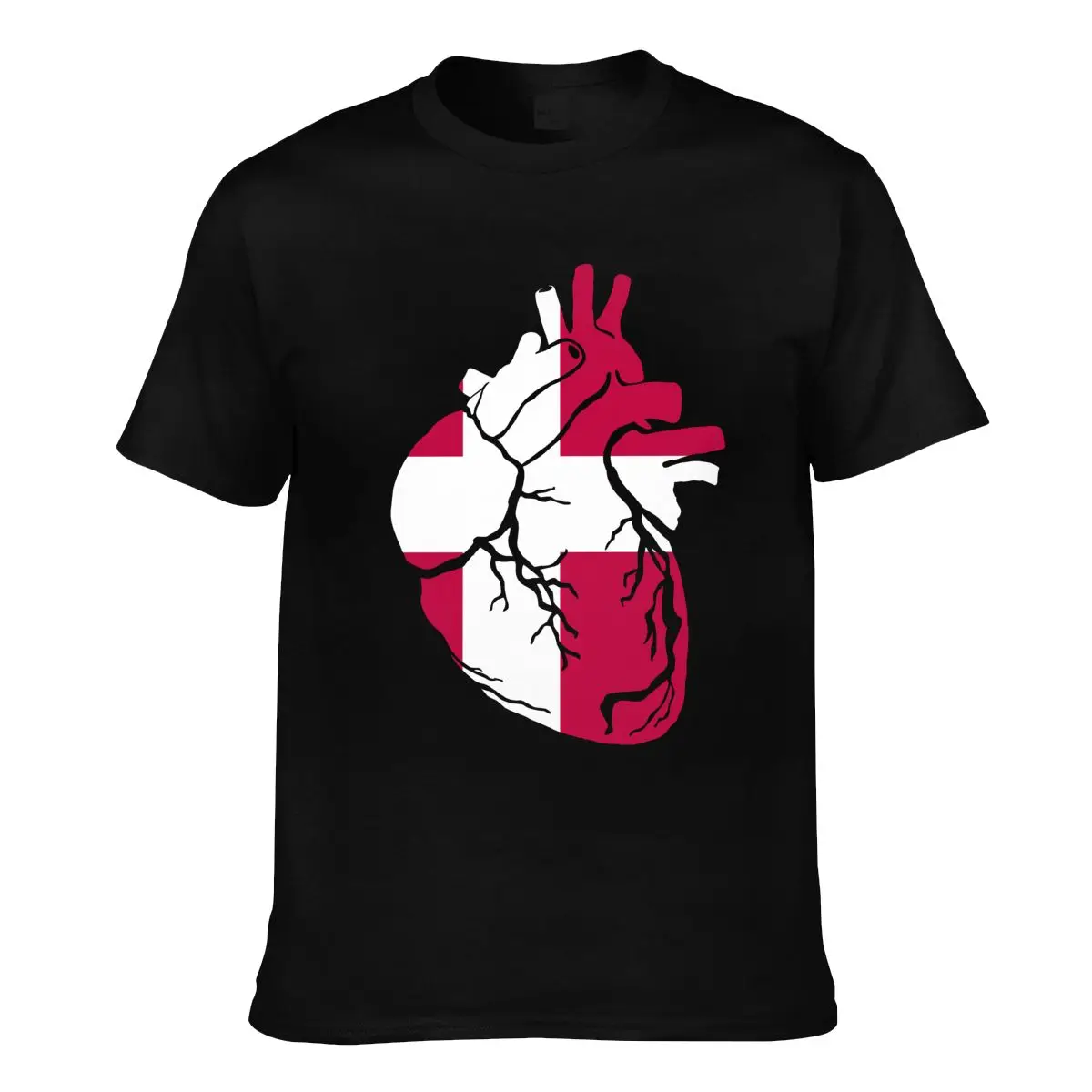 Дания анатомическая форма сердца флаг страны с коротким рукавом 100% хлопок