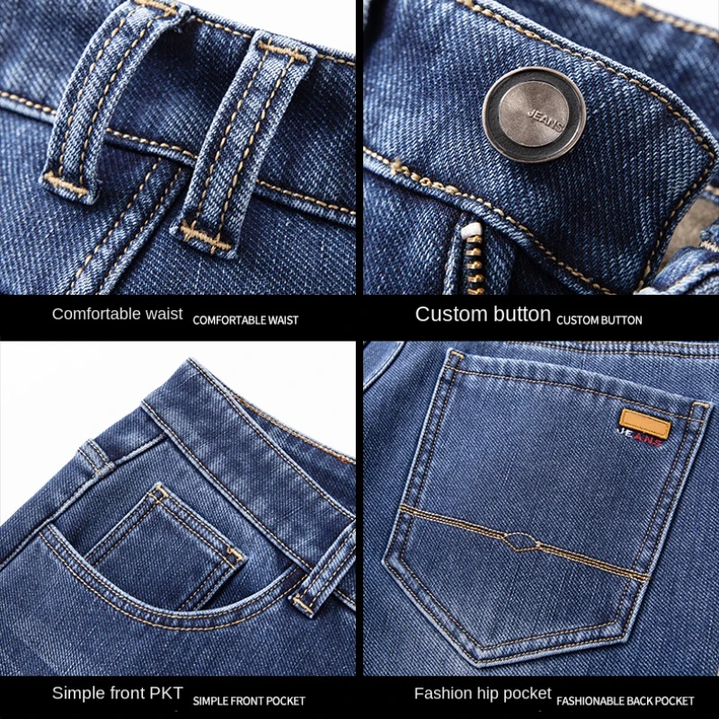 Мужские теплые прямые джинсы Fleece