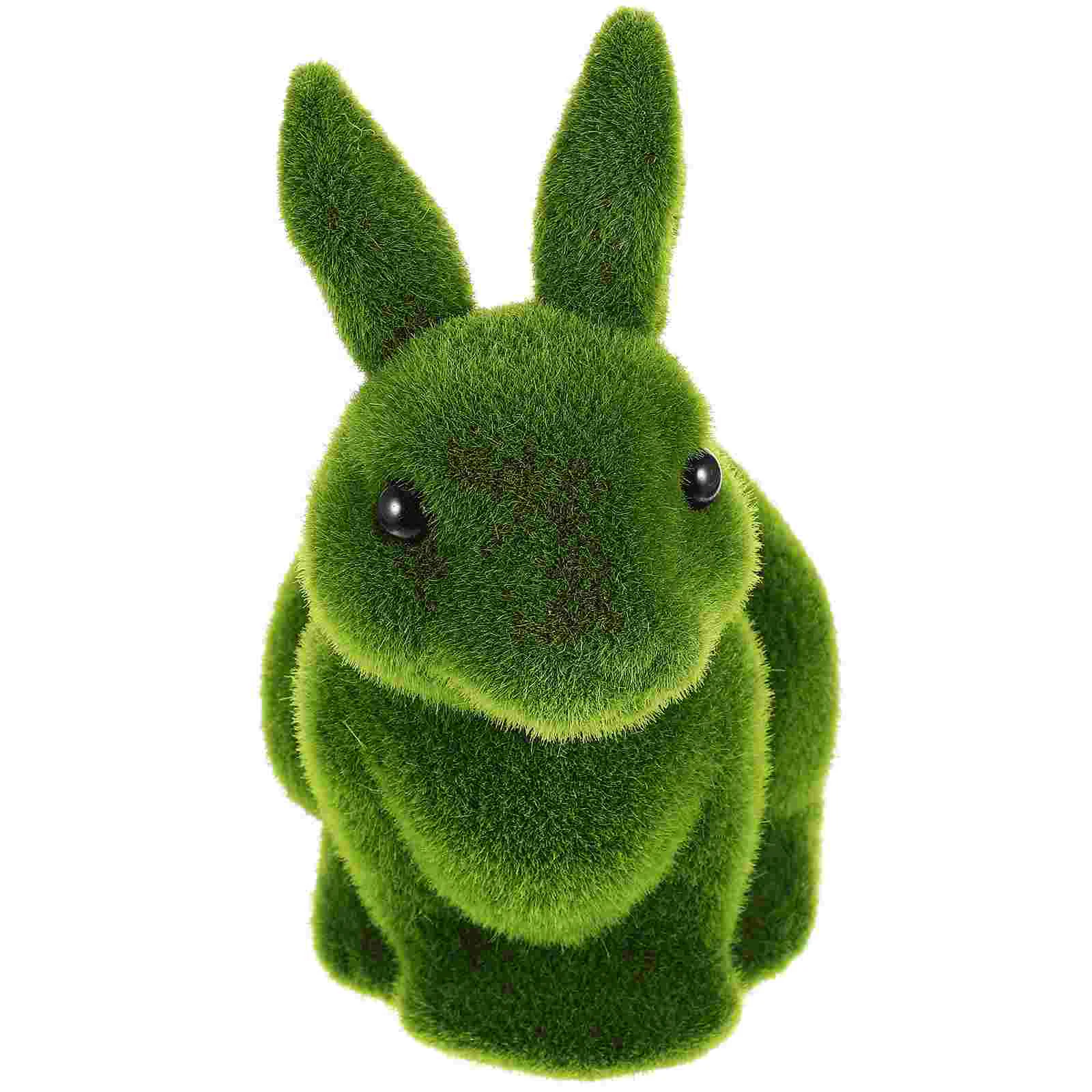 

Rabbit Moss Bunny Flocking Grass Figurines Flocked Ornament Animal Easter Artificial Decoration Faux Statue Statues Standing