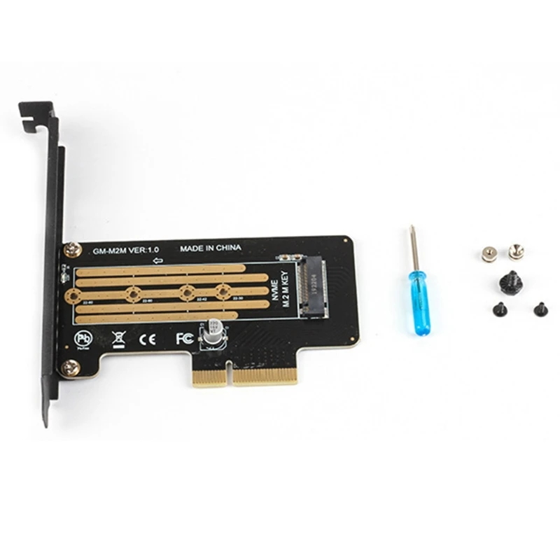 

PCIE to M2 Adapter NGFF for M.2 for M for KEY NVME SSD to PCI-E 3.0 X16 Riser Expansion Card for PCI for EXPRESS 3.0 X4