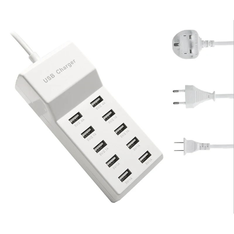 

Сетевое зарядное устройство с 10 USB-портами для планшетов, сотовых телефонов