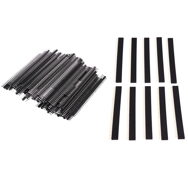 

10 Pcs 1X40 Pin 2.54Mm Pitch Straight Single Row PCB Female Pin & 100Pcs Male Header Pins, Straight Single Row 40 Pin