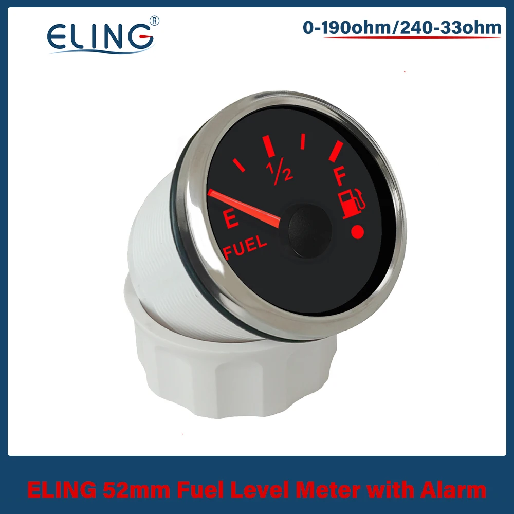 Индикатор уровня топлива 52 мм 0-190 Ом 240-33 с красной подсветкой и сигнализацией