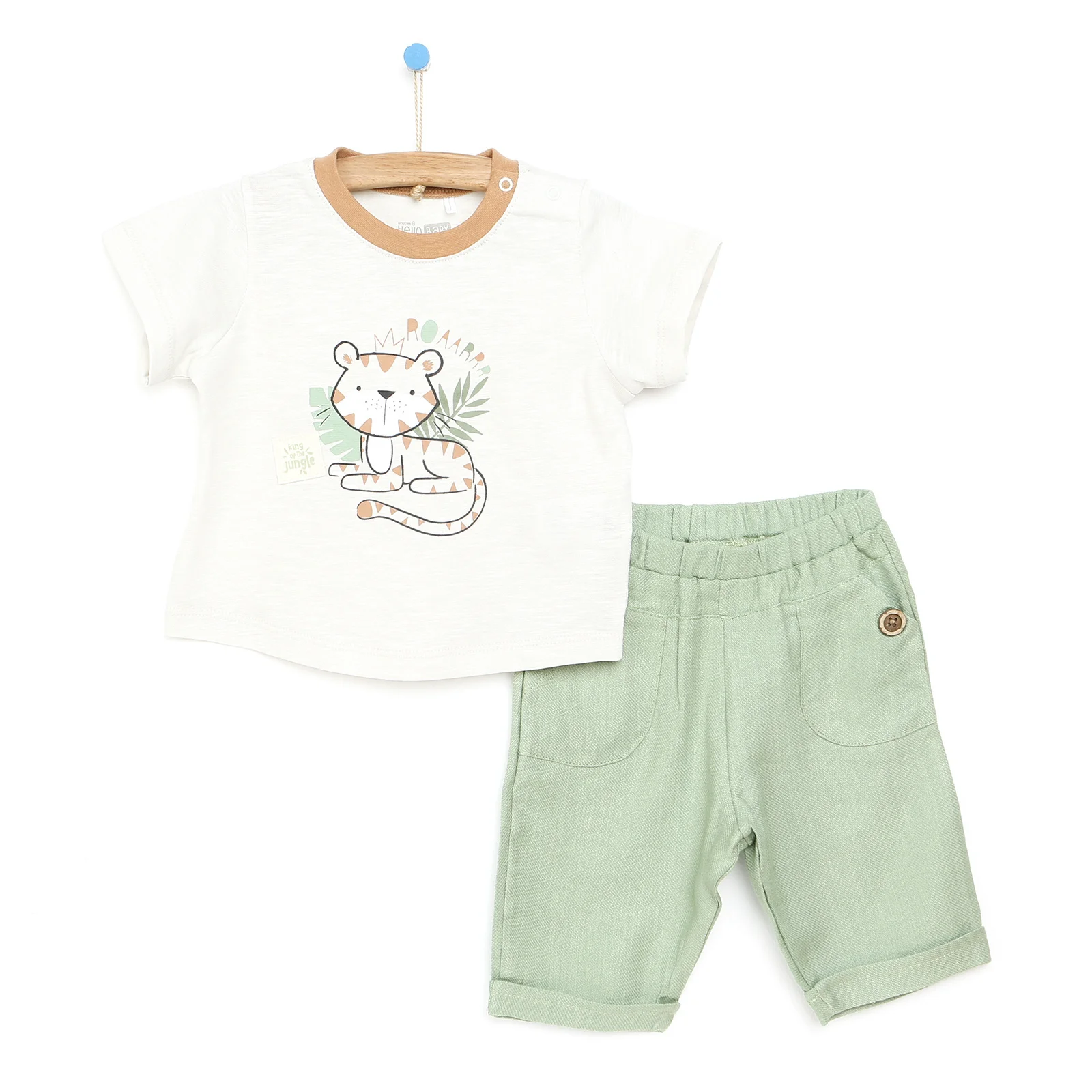 

ebebek HelloBaby 2022 New Season Baby Clothes Little Tiger Erkek Bebek Kaplan Baskılı Tshirt - Dokuma Pantolon