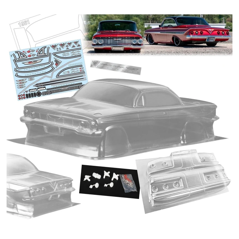 1961 Impala Muscle Case, 200mm, 1:10 Clear Body Shell With Lamp Cup