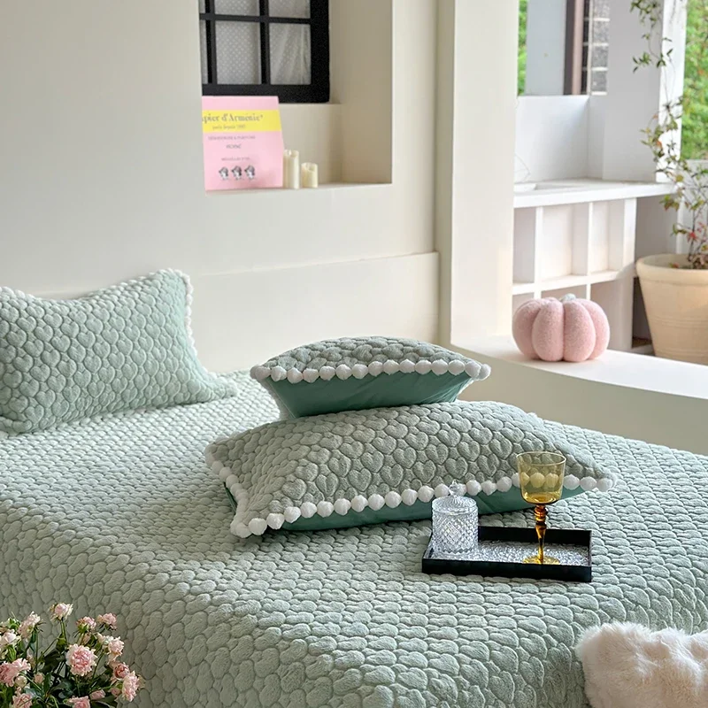 Покрывало из искусственного кроличьего меха на кровать хлопковое постельное