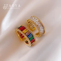 2022 new luxury zircon gold color open rings korean fashion jewelry party high sense accessories for womens exquisite gifts