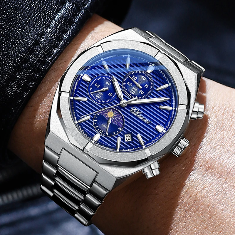 

New CHENXI Casual Business Watches For Men Stainless Steel Sports Chronograph Watch Waterproof Quartz Wristwatches Gifts For Men