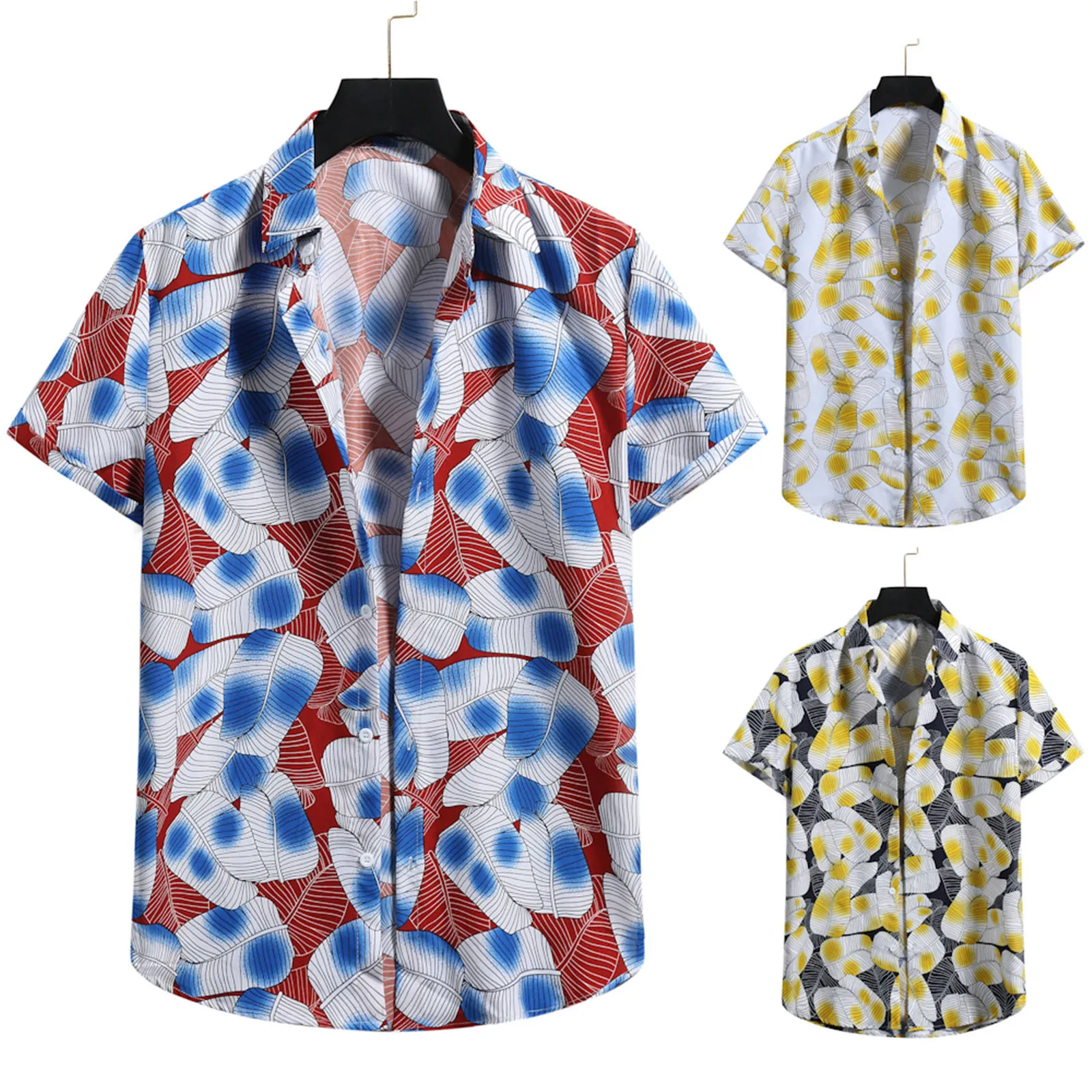 

Рубашка мужская с цветочным принтом, гавайский кардиган с коротким рукавом, Пляжная водолазка, рубашка средней длины, большие размеры