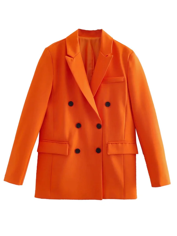 

2022 Summer Women Casual Blazers Suit Coats Solid Loose Double Breasted Female Fashion Street Blazer Clothing Outerwear